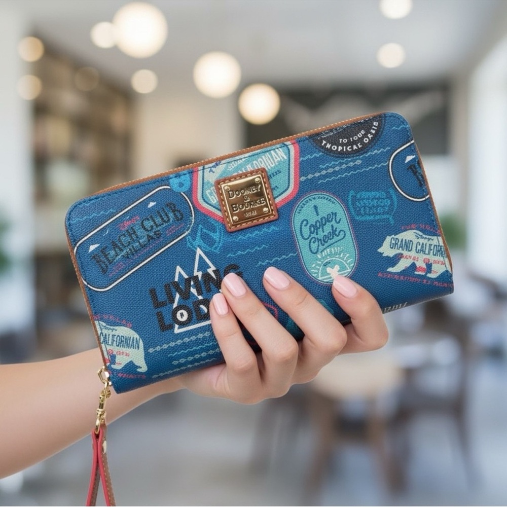 Dooney & Bourke X Disney NWT Blue Graphic Zip Long Wallet w/Detachable Strap - Picture 6 of 8